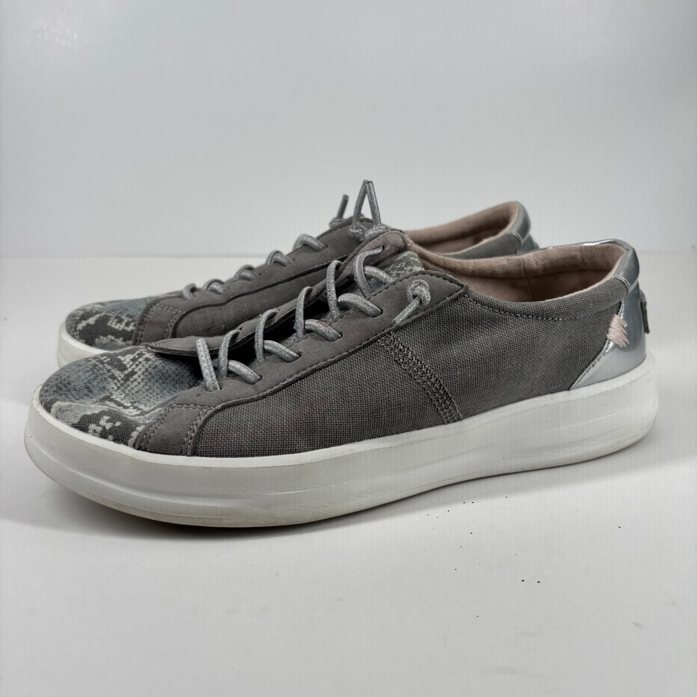 Hey Dude Karina Women's US 7 Silver Python Canvas Comfort Slip-On Casual Sneaker